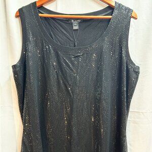 NWT St. John Caviar Black Sequin Knit Tank – Size XL